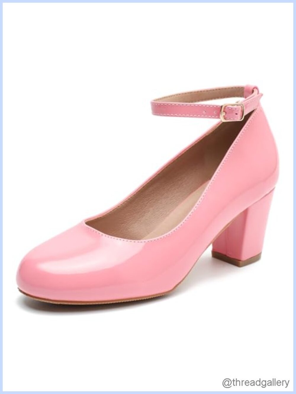 Women's Ankle Strap Pumps Block Heel Removable Bow Closed Round Toe